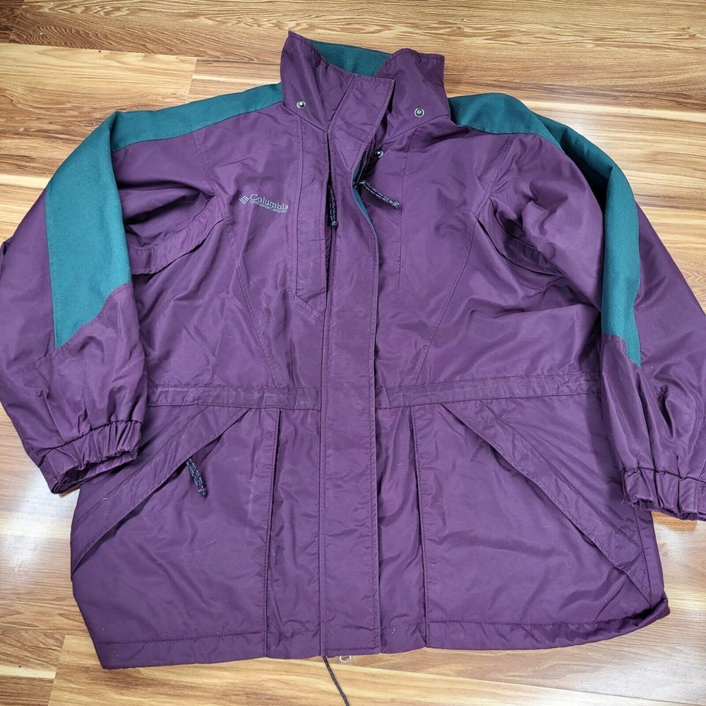 Vintage Columbia Double Whammy Jacket Women's Size Large‎ Purple Green 90s Ski
